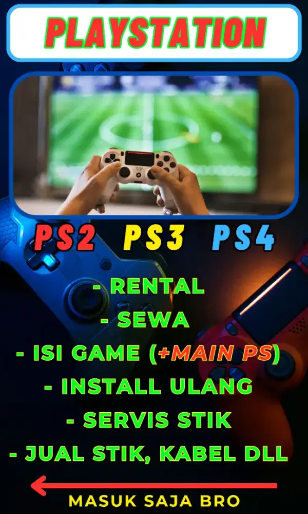 Playstation Sewa, Rental, Isi Game, Jual Stik Dll