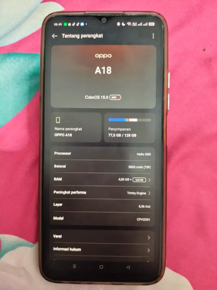 Oppo A18 4+4/128 full set lengkap no minus