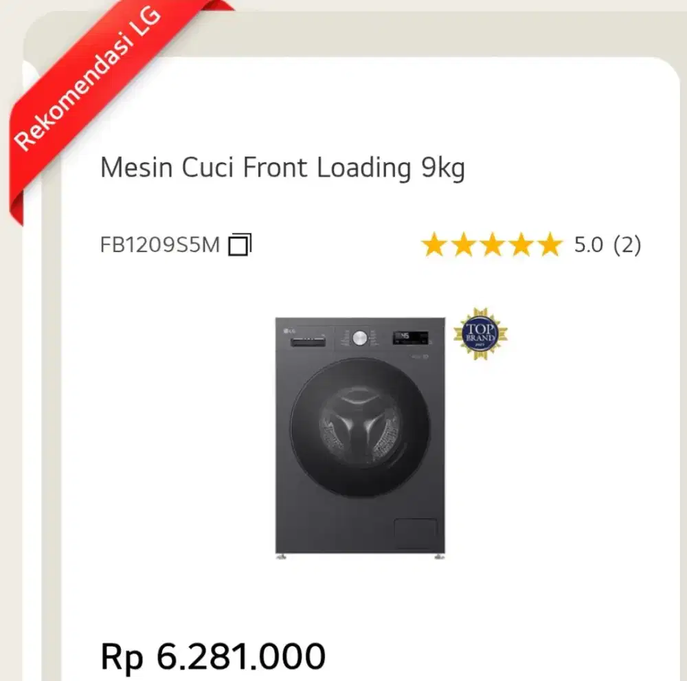 Mesin Cuci LG Front loading 9Kg cicilan bunga 0% di Atlanta Mataram