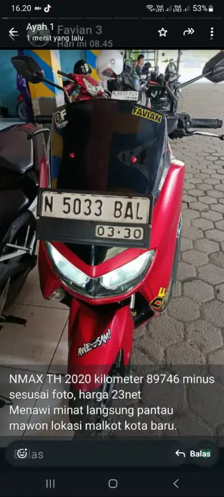 Di jual Nmax tahun 2020 atas nama pribadi surat lengkap