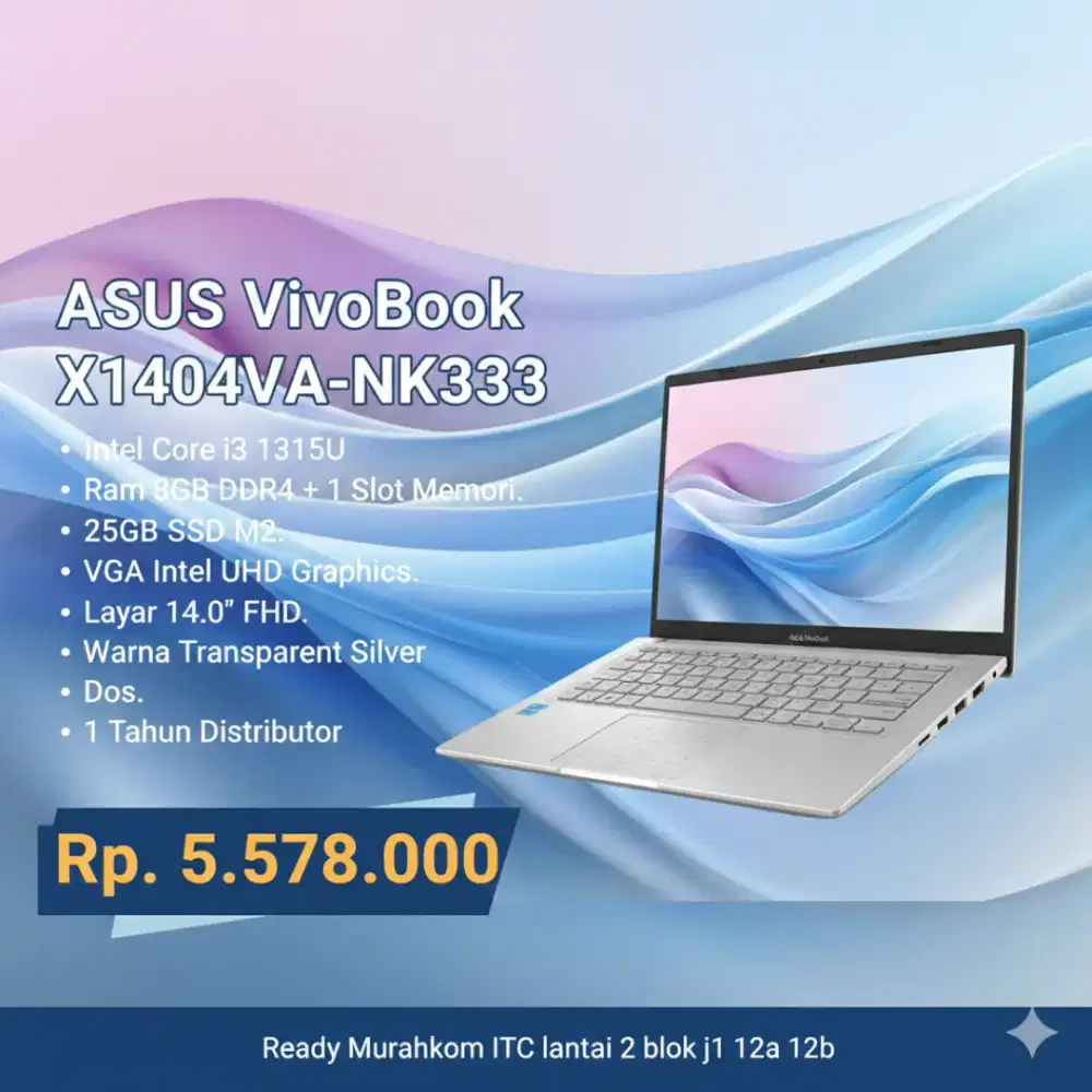 SALE Asus VivoBook X1404VA-NK333 Intel i3 1315U 8GB RAM Asus NumPad