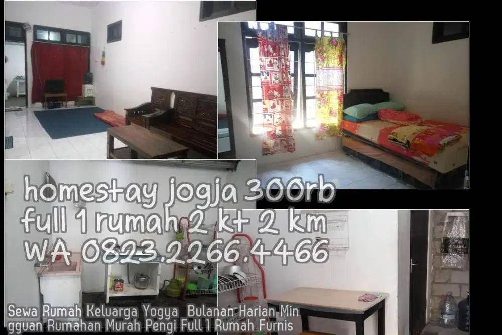 Sewa Rumah Keluarga Yogya  Bulanan Harian Mingguan Rumahan Murah Pengi