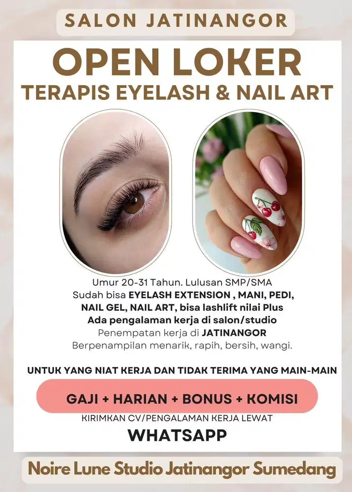 Loker Eyelash Terapis & Nail Terapis Lowongan Kerja Sumedang