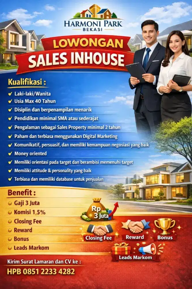 Dibutuhkan sales Inhouse