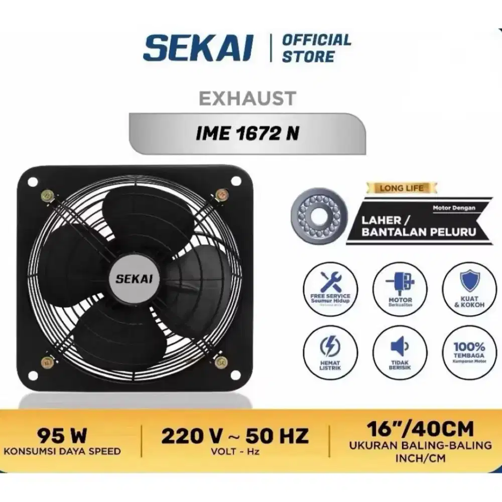 Kipas Angin Exhaust Fan Dinding Sekai 16 inc Hexos