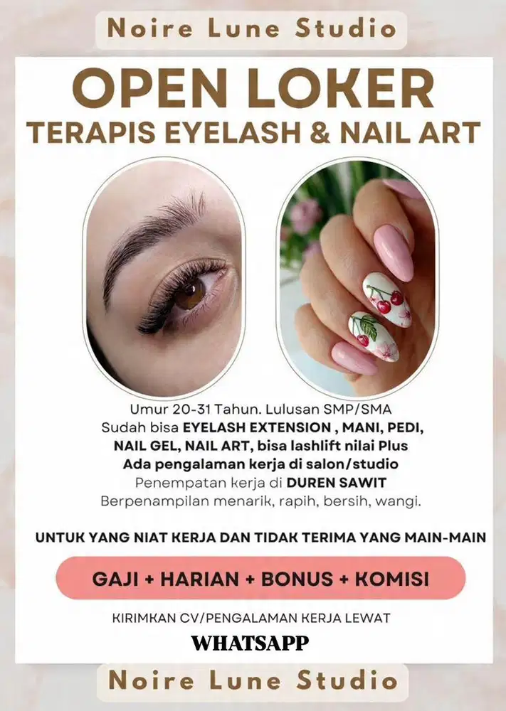 Loker Nail Therapist & Eyelash Therapist Lowongan Kerja Jakarta Timur