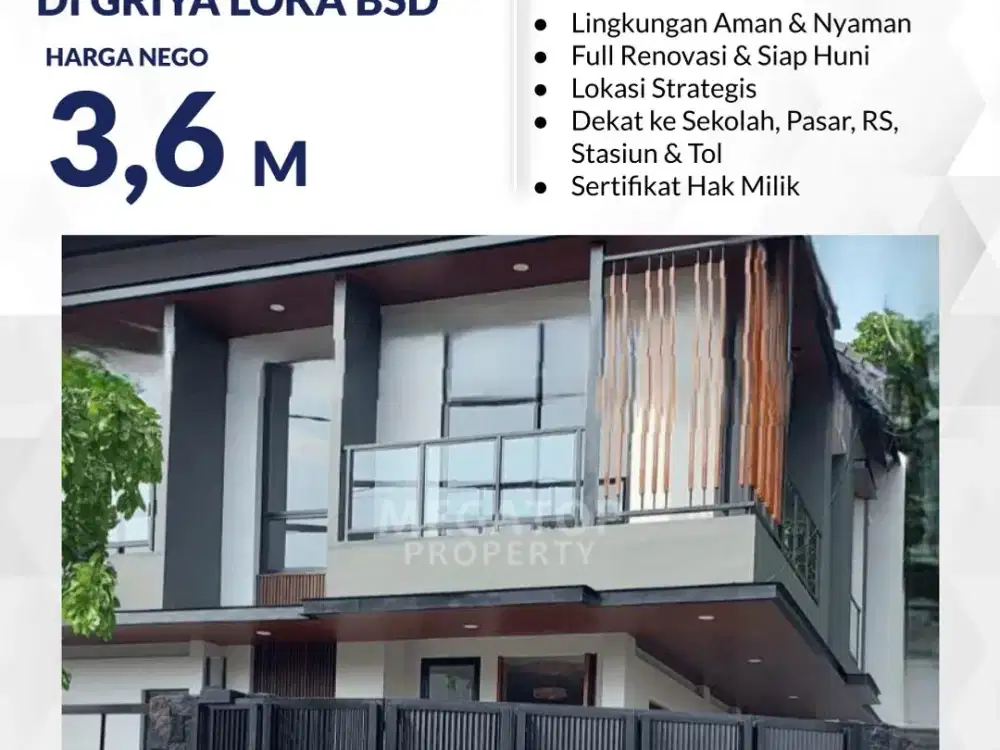 Dijual Rumah Bagus di Cluster Griya Loka, Kencana Loka BSD City Siap Huni