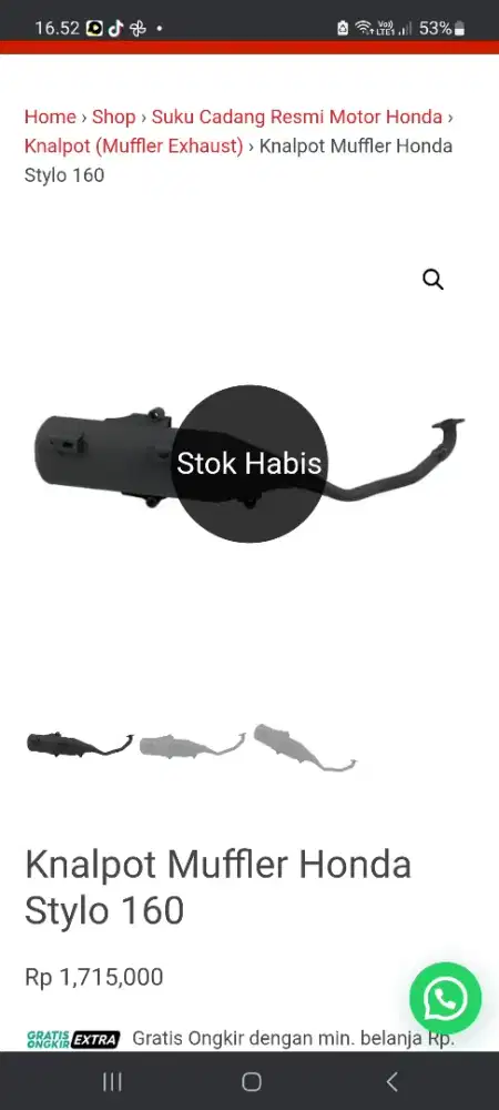 Knalpot honda stylo original