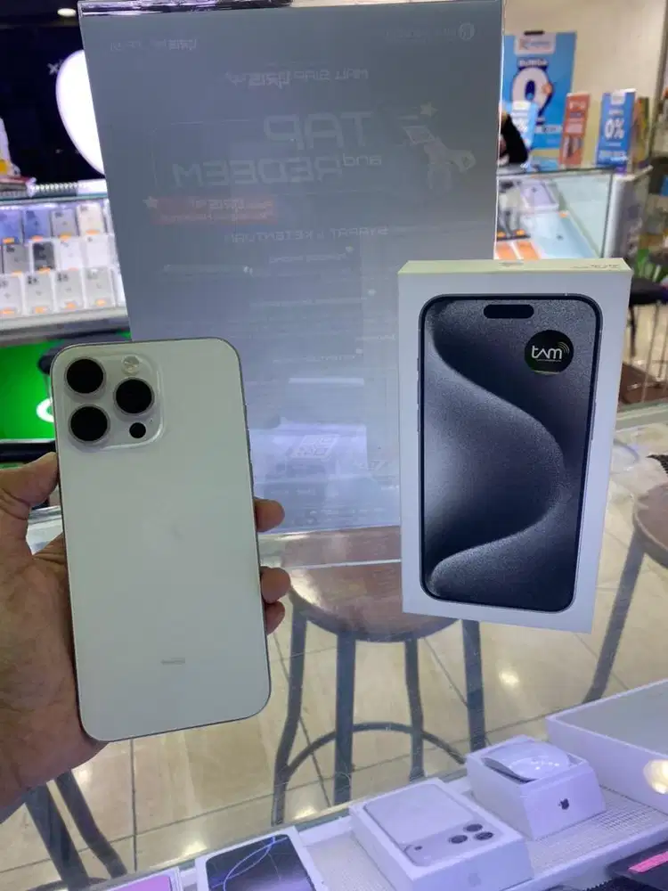 Iphone 15 promax 512gb white titanium ex garansi ibox