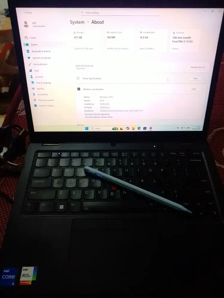 Thinkpas lenovo L13 Gen3. Ram 16gb storage 512gb