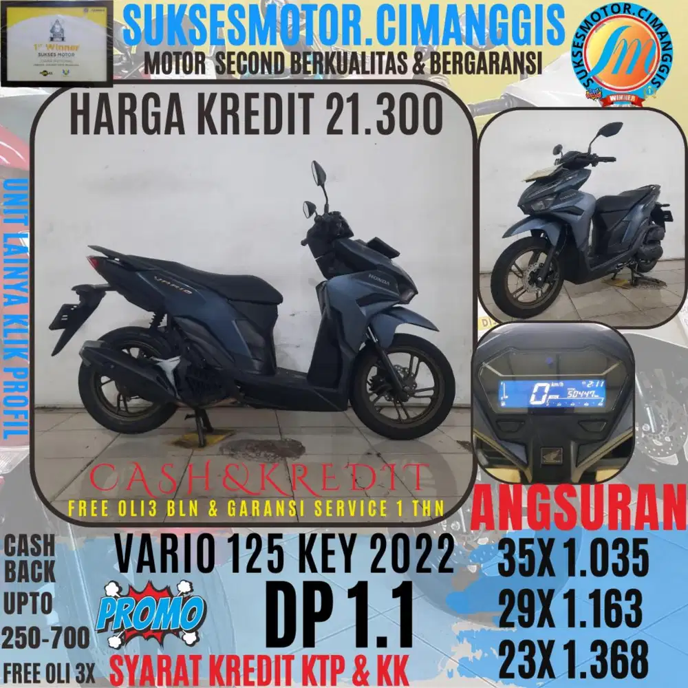 DP 1.1 TERMURAH VARIO 125 KEYLES CASHBACK UPTO 700RBU FREE OLI3BLN