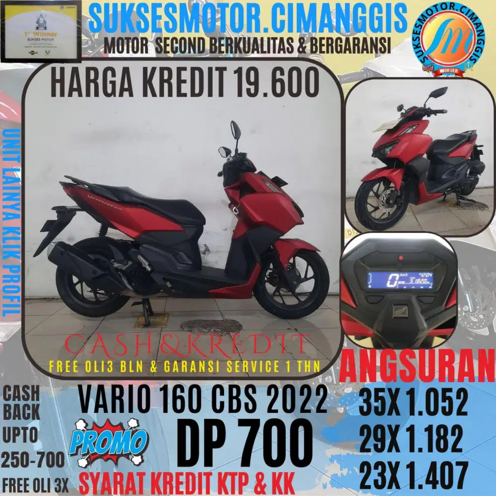 DP 700 TERMURAH VARIO 160 CSB CASHBACK UPTO 700RBU FREE OLI 3BLN