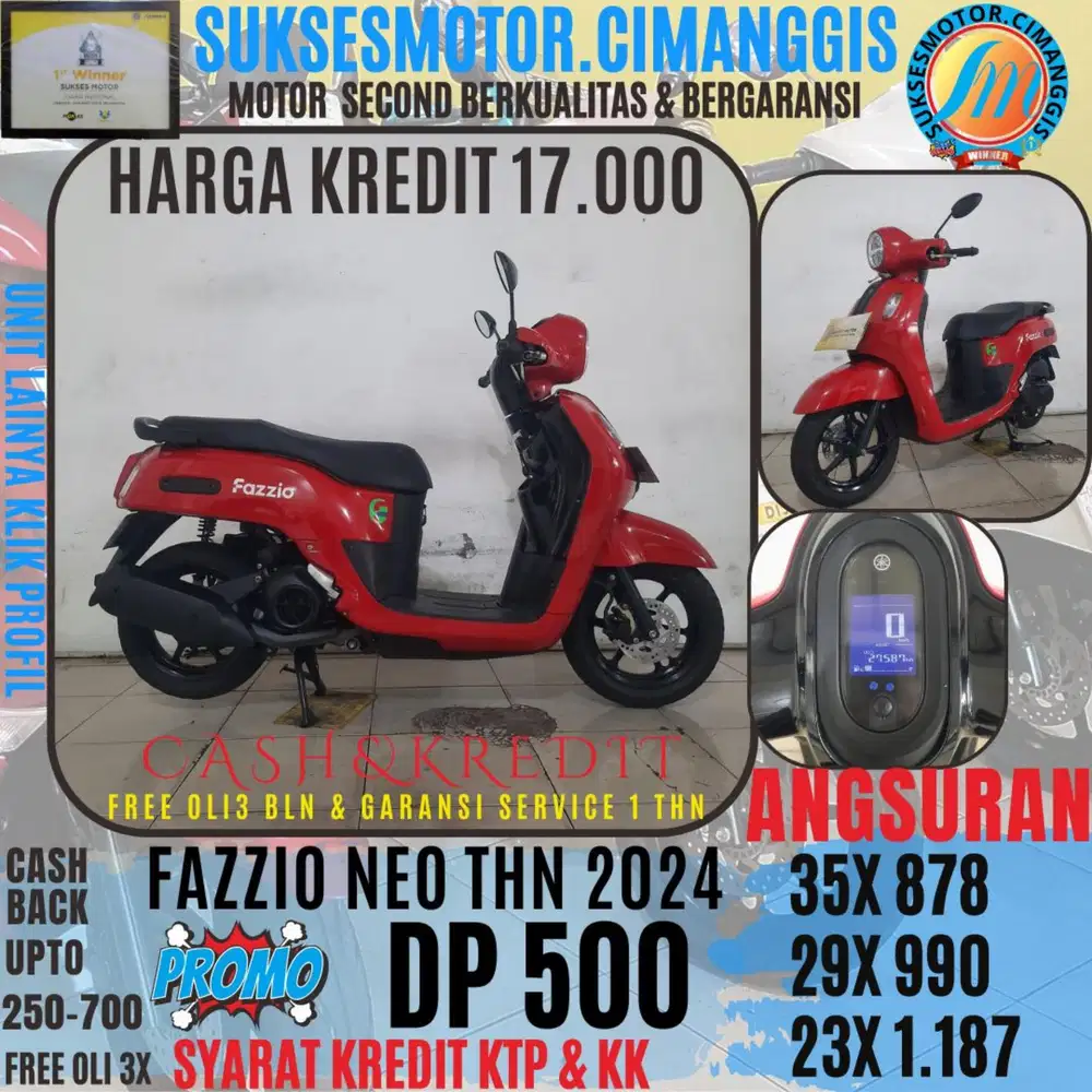 DP 500 TERMURAH FAZZIO NEO CASBACK UPTO 700RBU FREE OLI3BLN