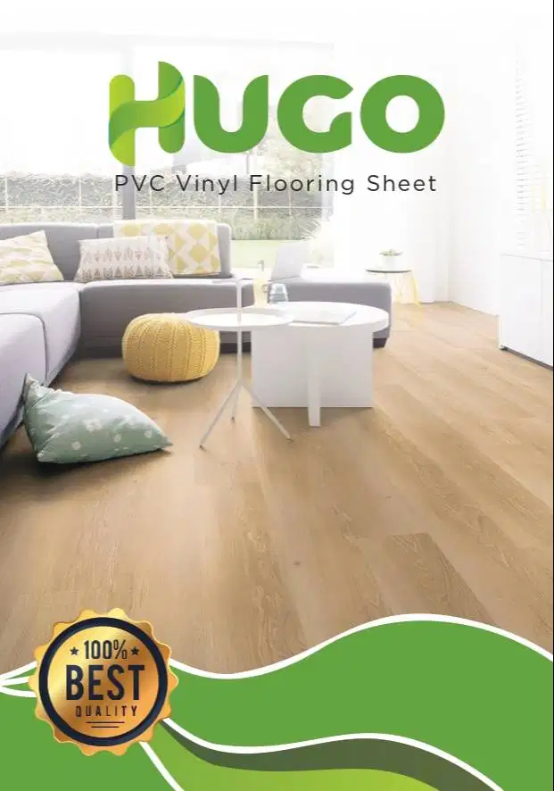HUGO Lantai Vinyl Roll Tebal 1.5mm Motif Kayu/Karpet Lantai Ruang Tamu
