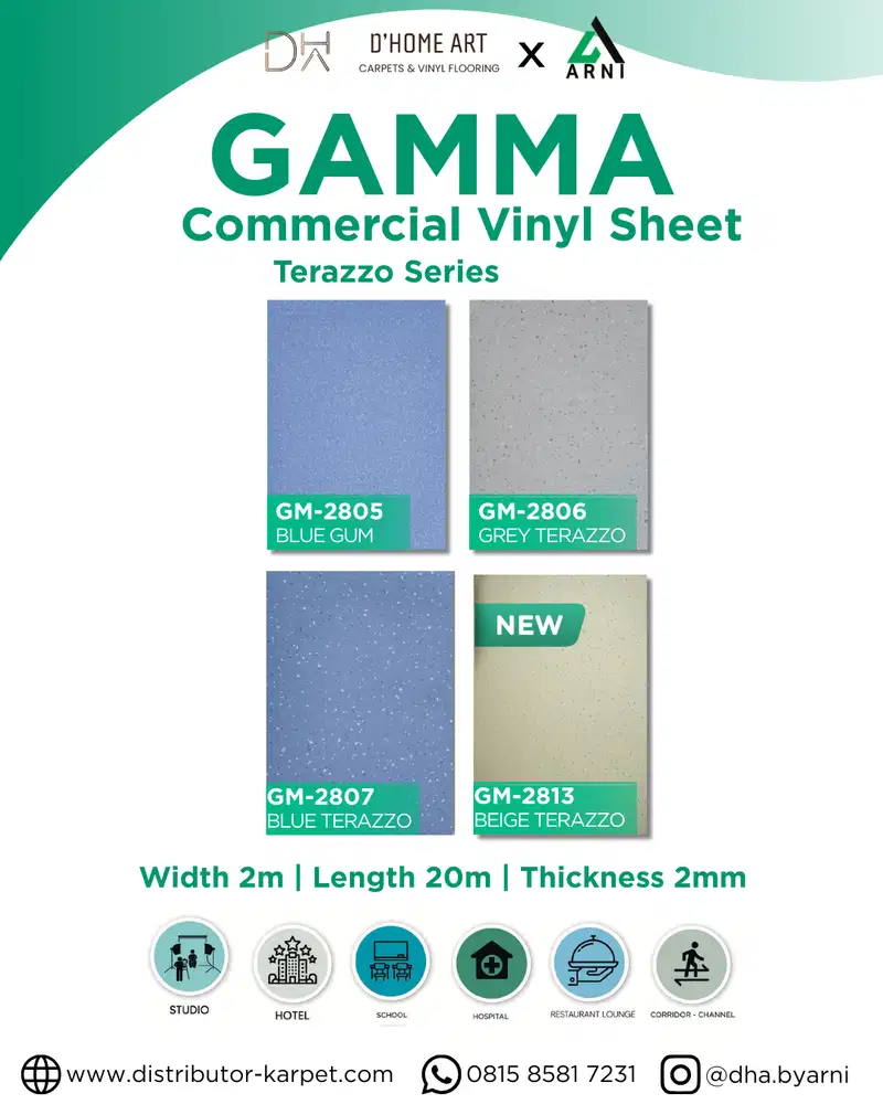 Karpet Vinyl Roll Gamma / Vinyl Roll Tebal 2mm / Vinyl Anti Bakteri