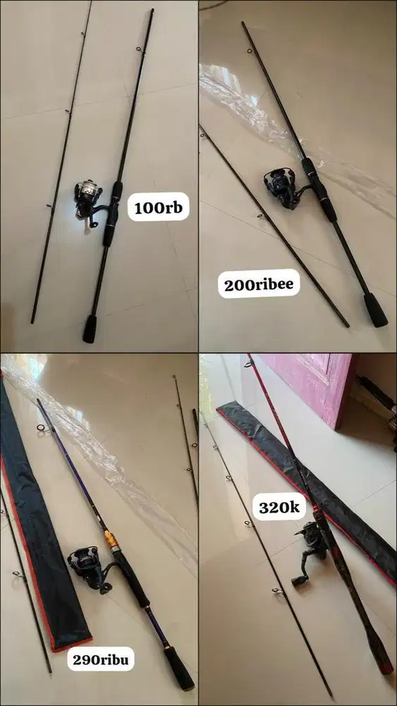 Joran pancing Murah Carbon Hollow 2.10m satu set Reel kecil