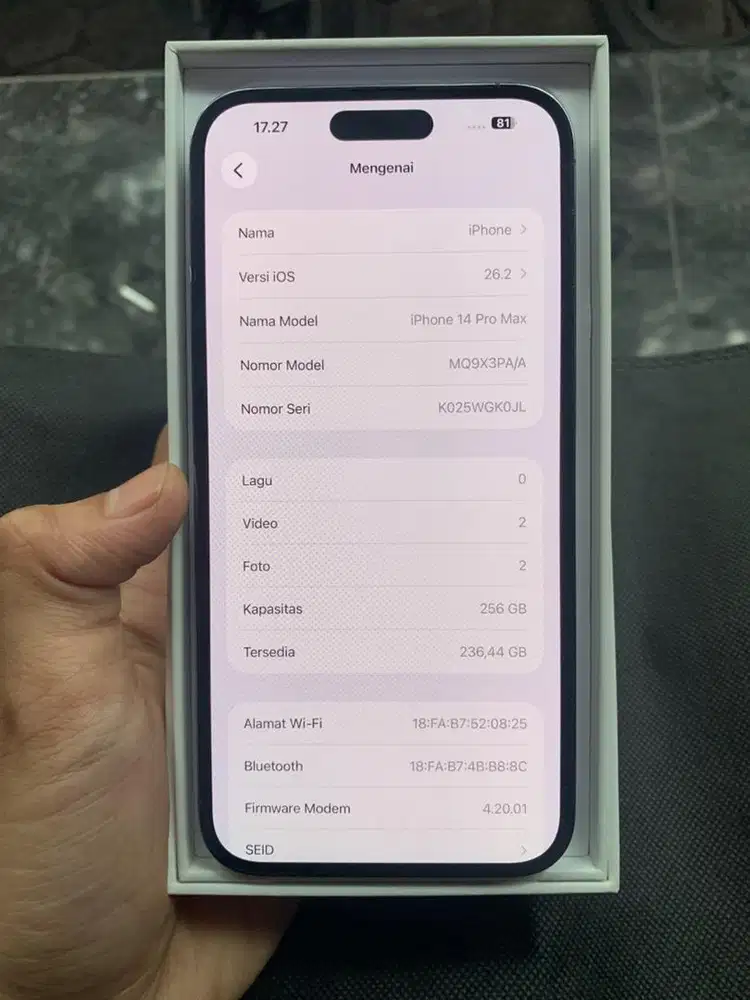Iphone 14 Pro Max 256 BH 83 Resmi Ibox PA/A