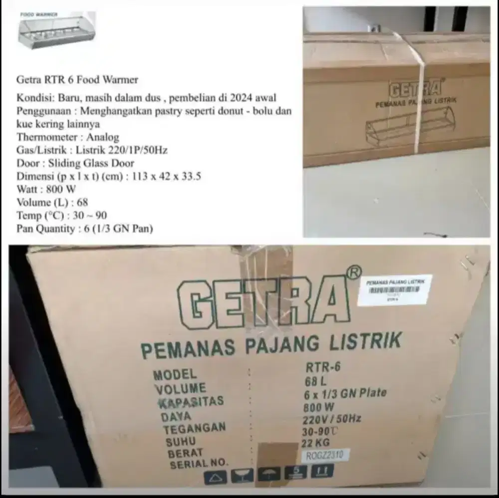 Jual murah getra food warmer masih baru msh dlm dus, harga 3,9jt nego