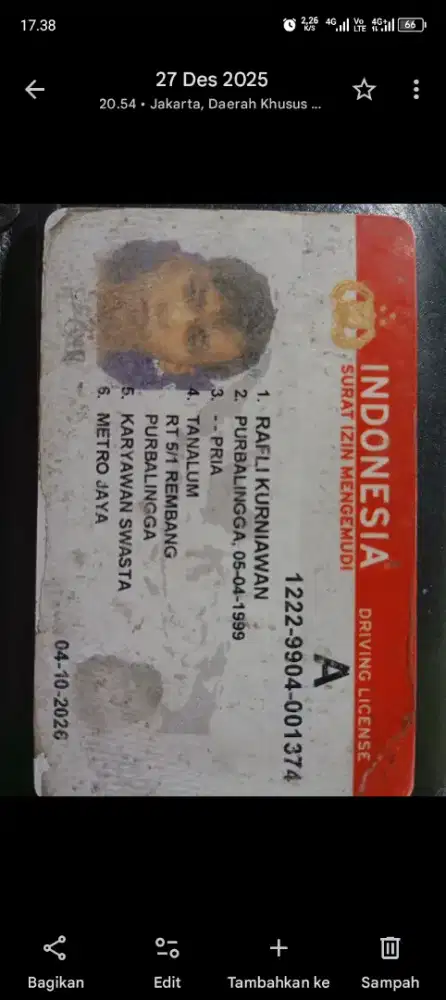 Cari pekerjaan driver...bulanan atau frilance