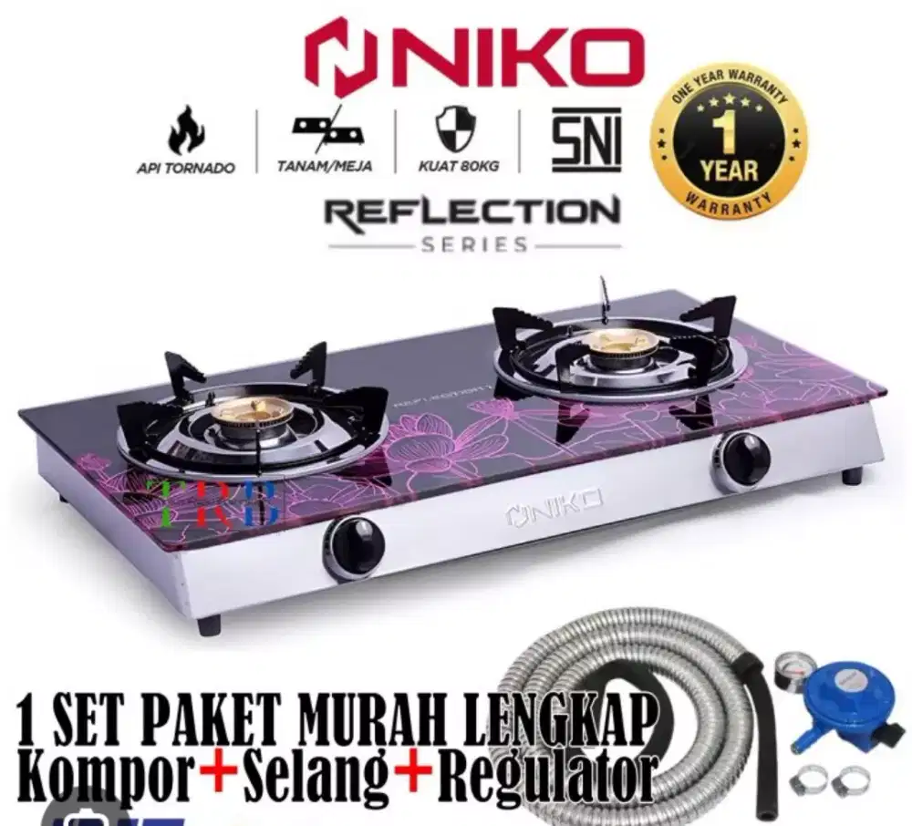 Dijual kompor merk NICO selang+regulator 1 set