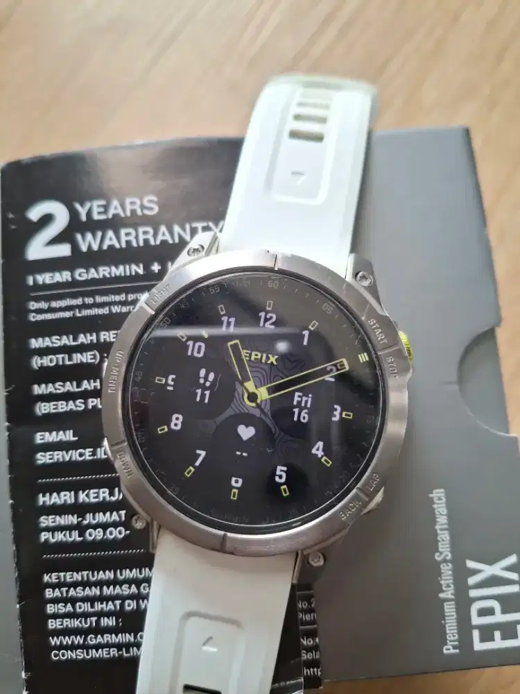 SALE. Garmin Epix Shapphire Titanium - White. Garansi