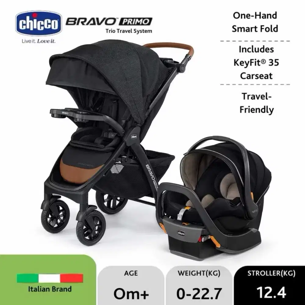 Chicco Bravo Primo Trio Stroller + Carseat Like New Jarang Dipakai