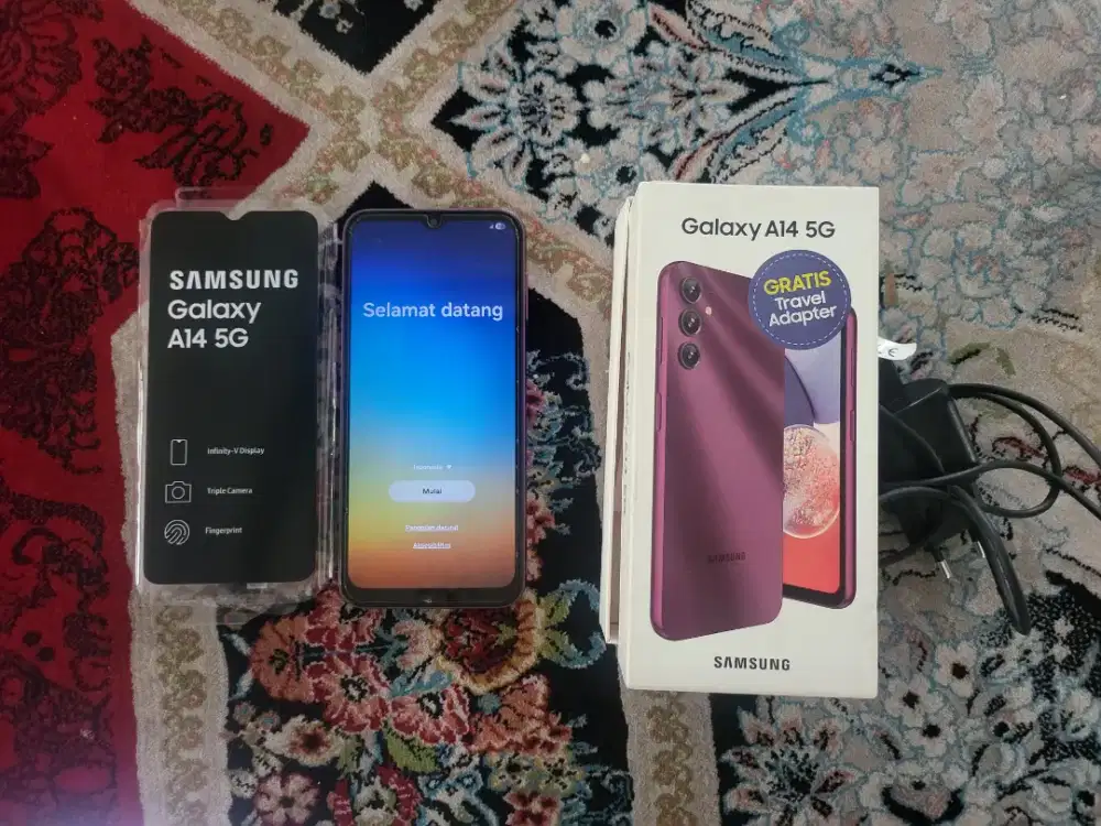 Samsung Galaxy A14 5G 6/128 Warna Dark Red Mulus Fullset di Condet