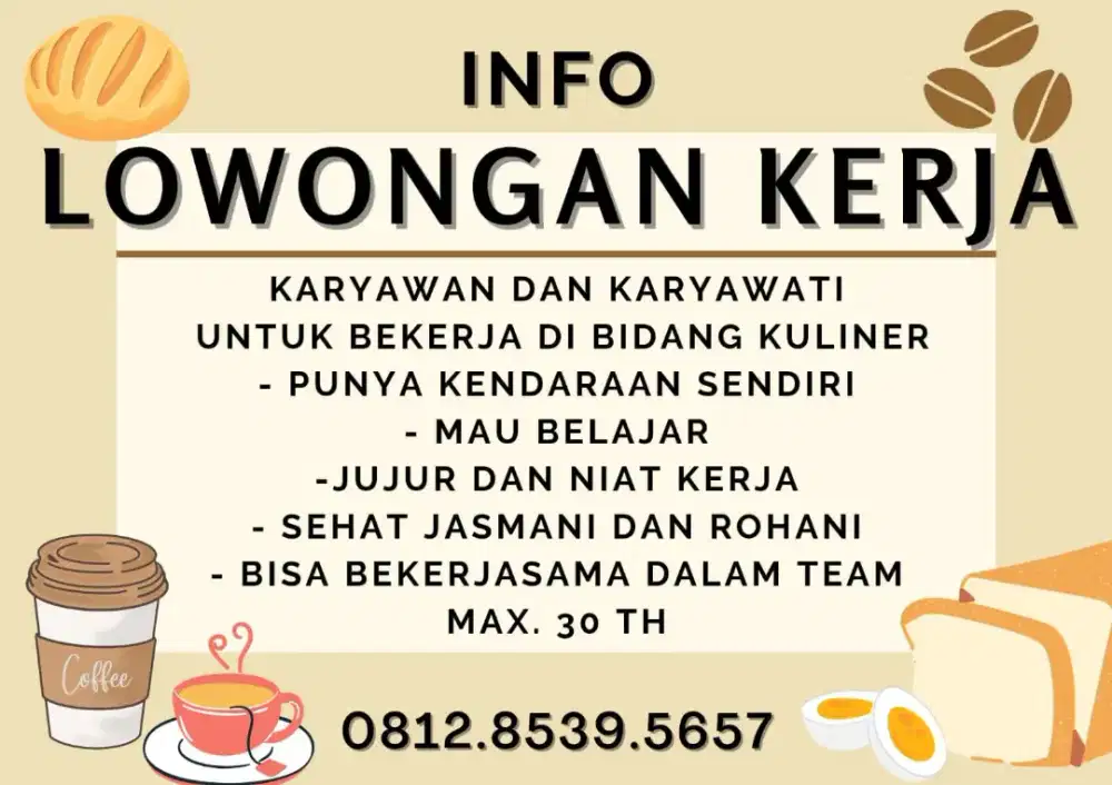 LOWONGAN KERJA
KARYAWAN DAN KARYAWATI