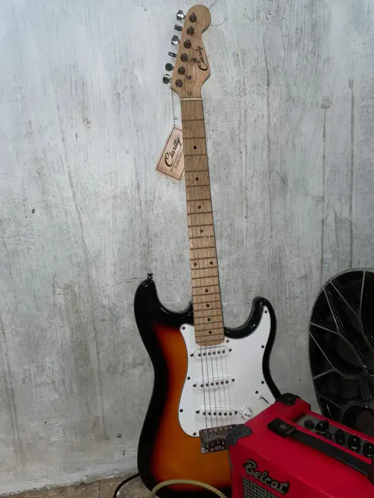Gitar Listrik Clarity + Amplifier + Effect Distorsi + Kabel jack