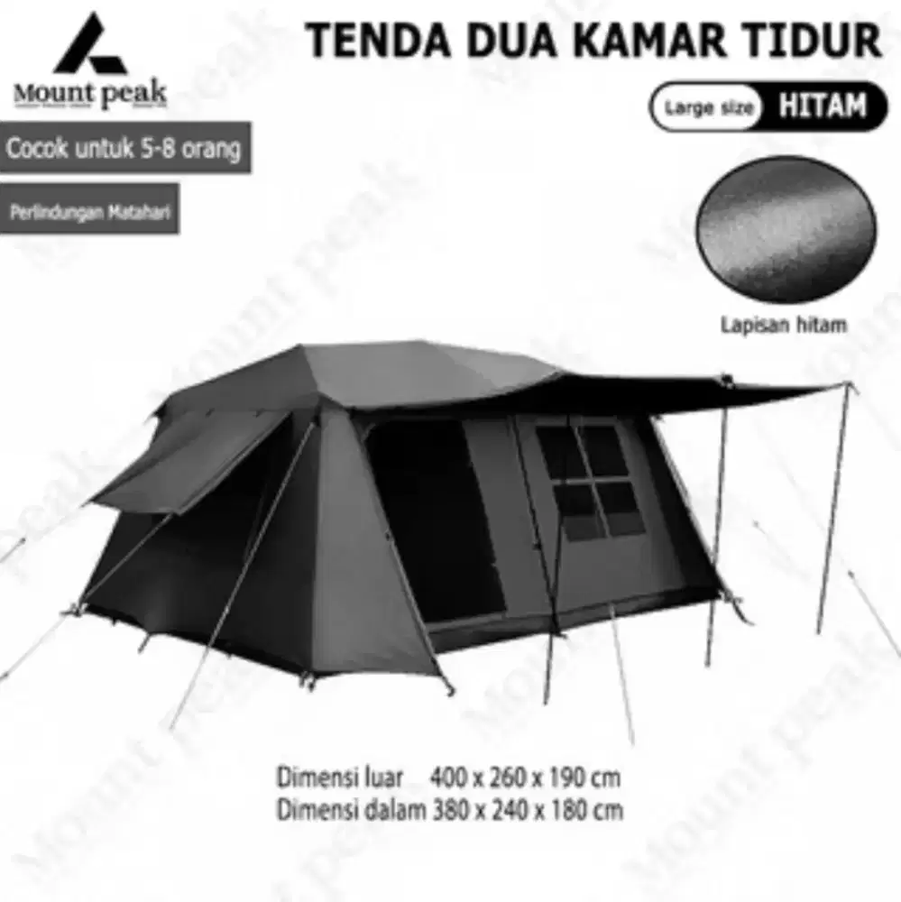 Tenda MountPeak Otomatis Baru  hitam kapasitas 8 orang