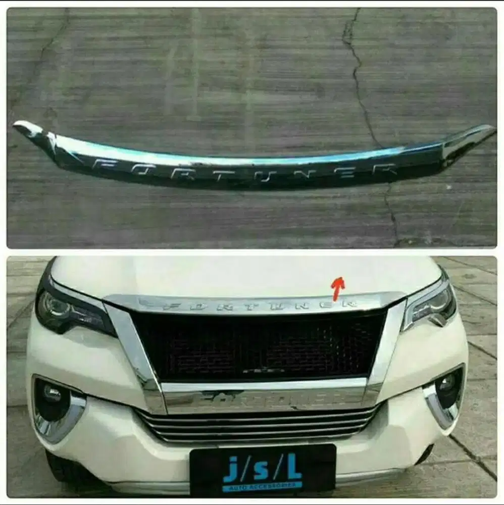 Hood Moulding Emboss/List kap Mesin Chrome All New Fortuner VRZ 2016