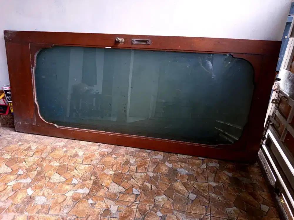 Daun pintu kaca kayu jati asli