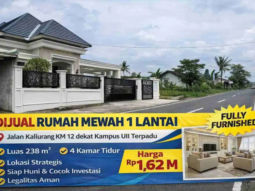 Rumah Mewah 1 Lantai Fully Furnished Jalan Kaliurang KM 12 Dekat UII