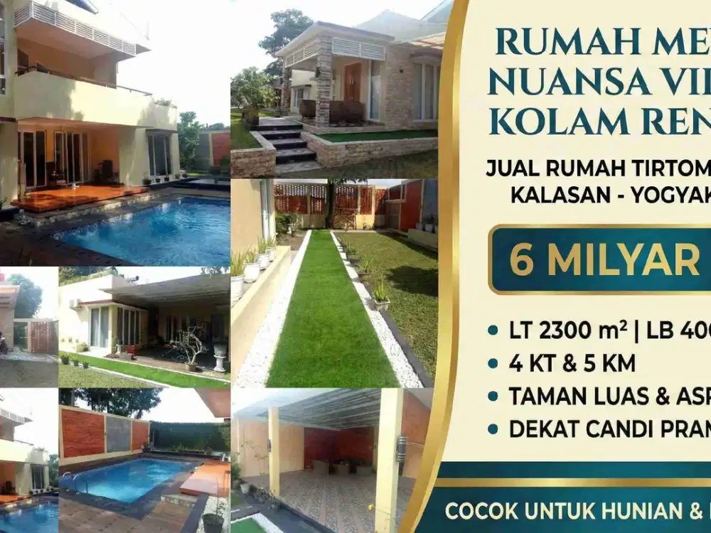 Dijual Rumah Mewah Tanah Luas 2.300 m² Kolam Renang Kalasan Sleman