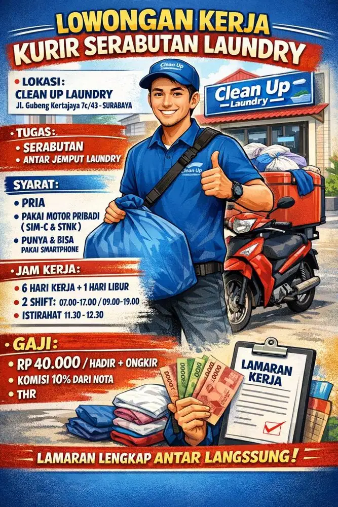 Lowongan kerja kurir serabutan laundry