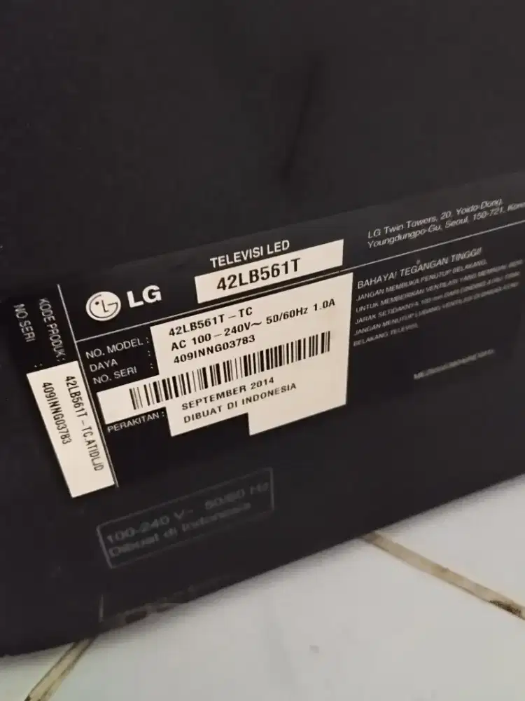 JUAL TV LG LED 42 MATI TOTAL