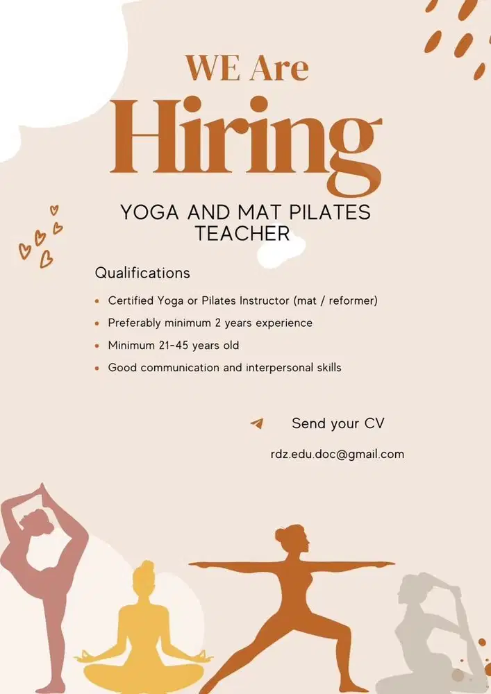 We are hiring Yoga and Pilates Teachers