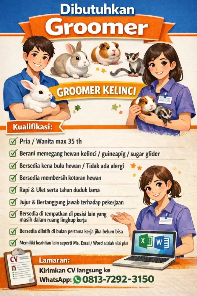 LOWONGAN PEKERJAAN GROOMER/HELPER TOKO