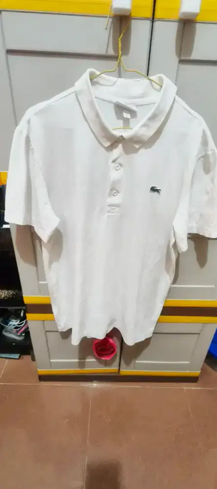 Kaos Lacoste warna putih bagus bahan nyaman original