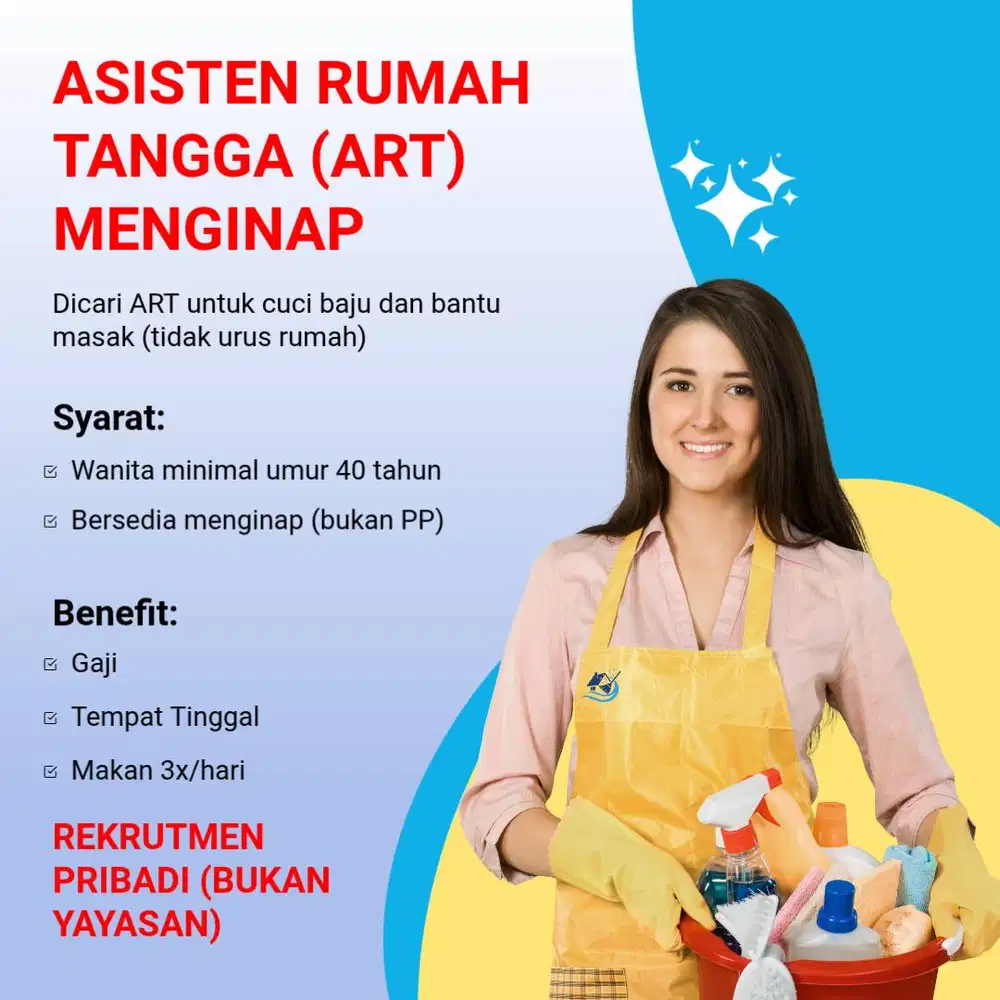 Lowongan Kerja Loker ART Pembantu Menginap