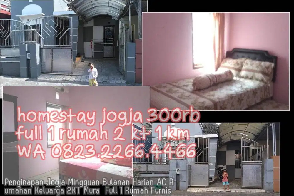 Penginapan Jogja Mingguan Bulanan Harian AC Rumahan Keluarga 2KT Mura