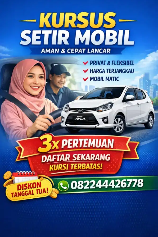 Kursus Nyetir Mobil Pemula | Mobil Matic | Sabar & Profesional