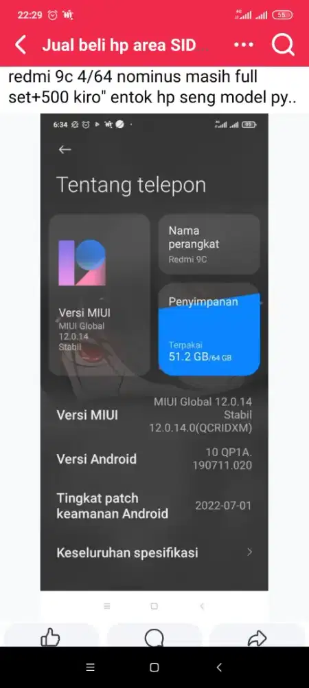 Hp redmi 9c  mulus