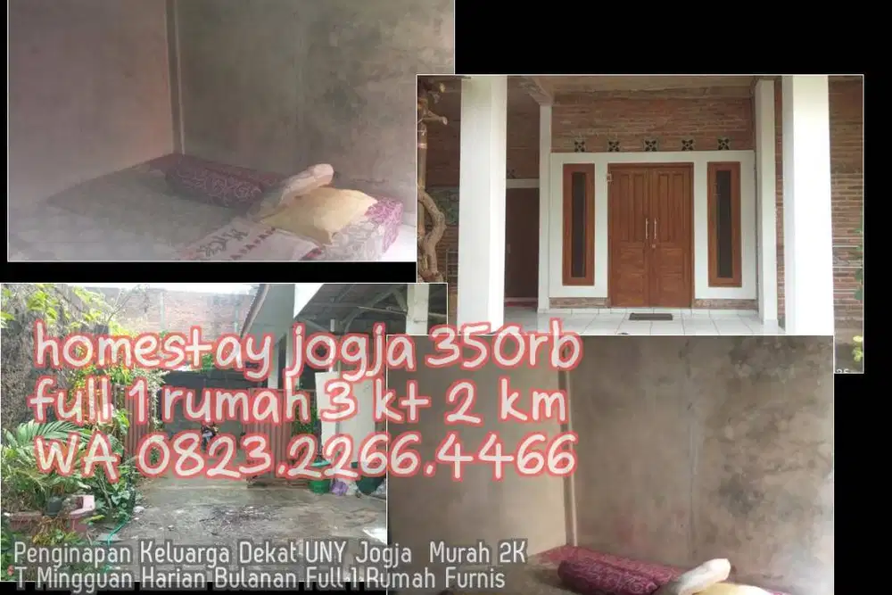 Penginapan Keluarga Dekat UNY Jogja  Murah 2KT Mingguan Harian Bulanan