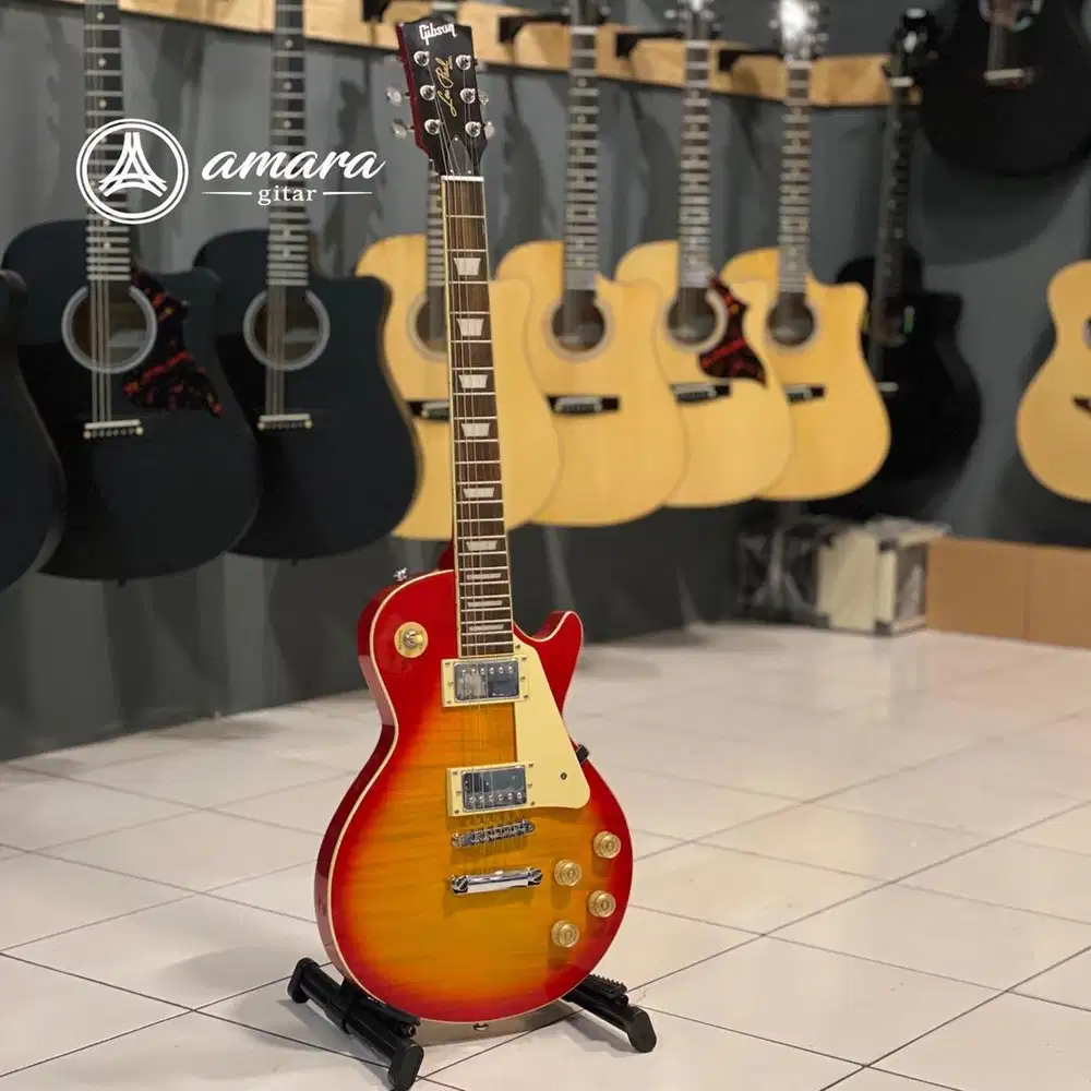 Gitar elektrik gibson les paul cherry by amara gitar