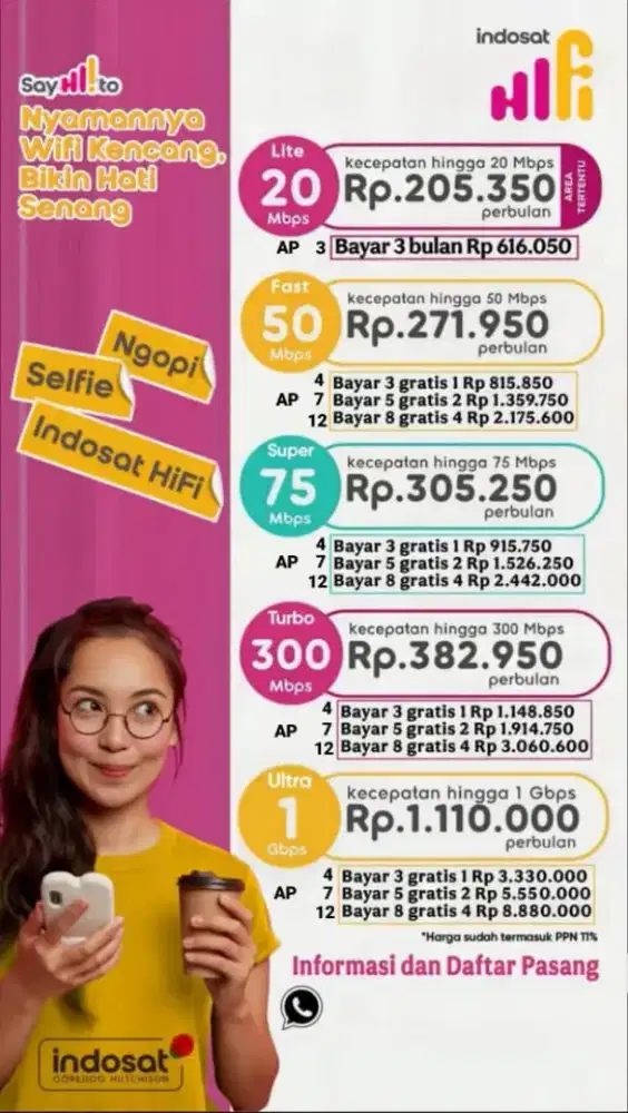 Promo pasang baru wifi hifi indosat