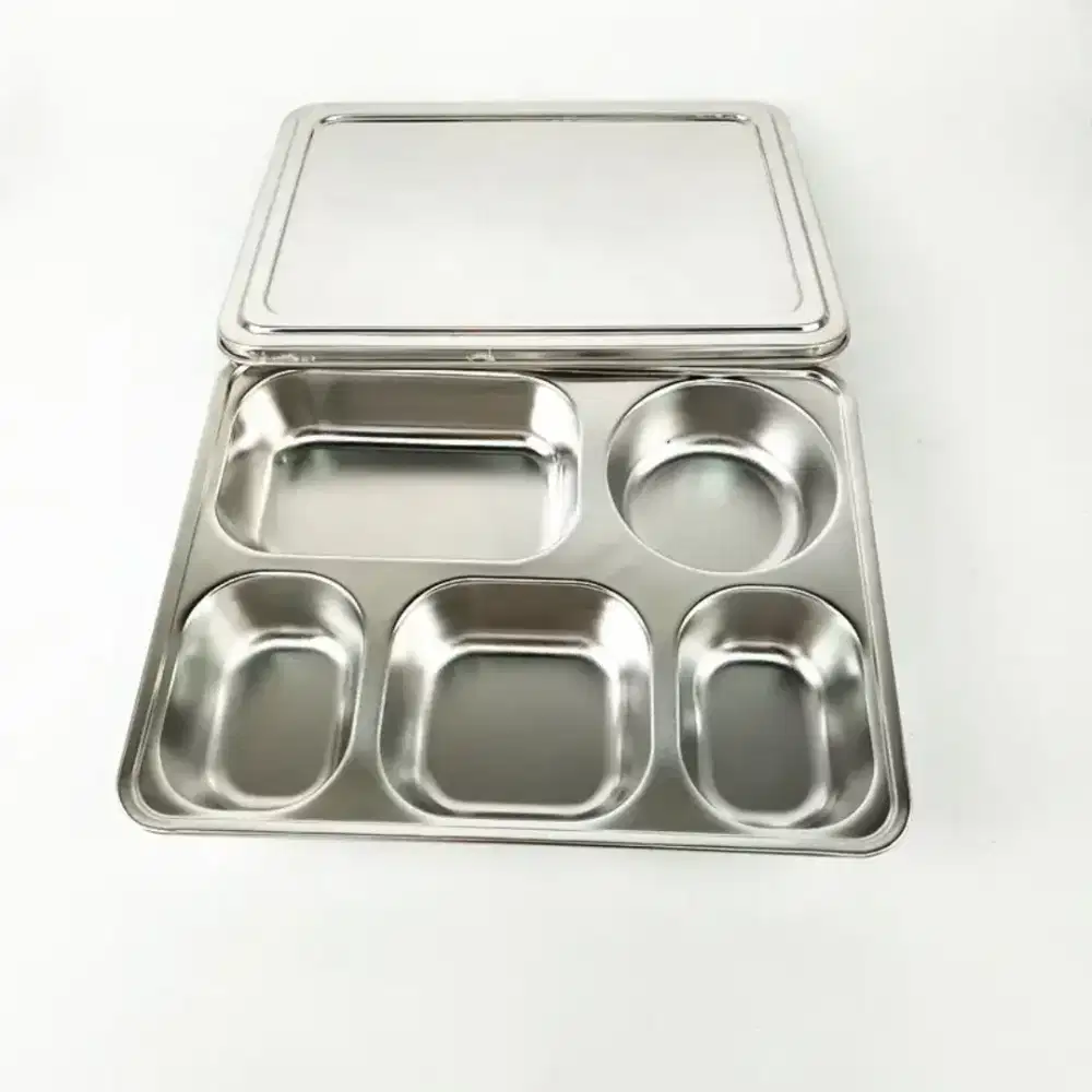 Ompreng Food Tray Tempat Makanan 5 Sekat Stainless Steel