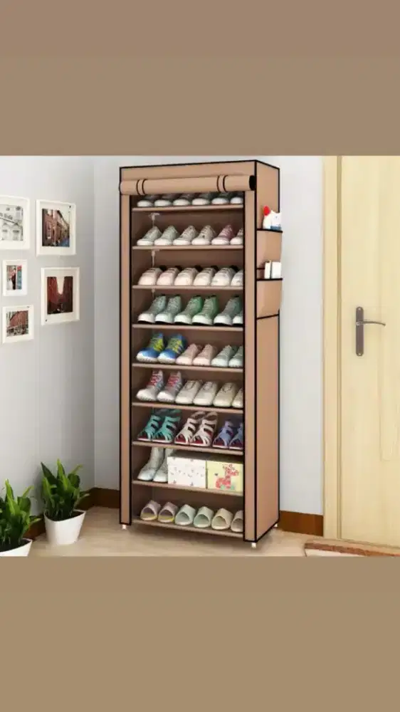 Lemari rak sepatu bongkar pasang rangka besi