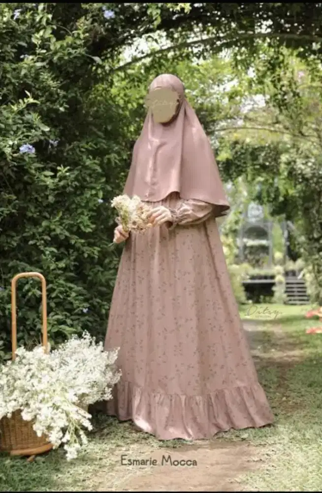 GAMIS MERK DITSY MOTIF WARNA MOCCA