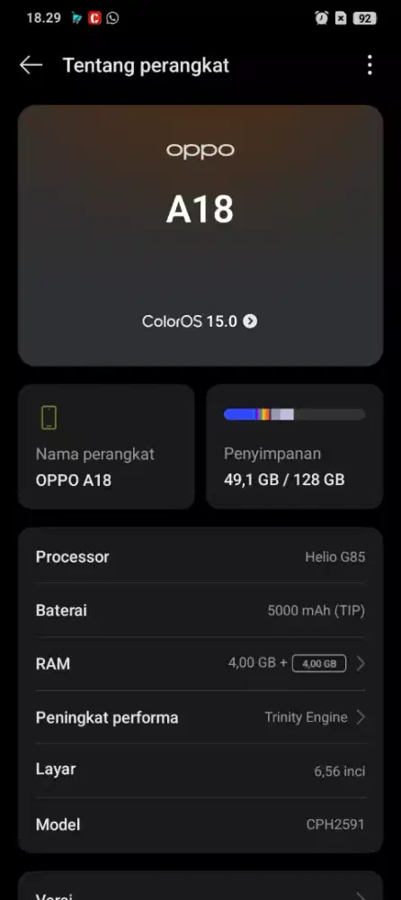 Jual handphone Oppo A18